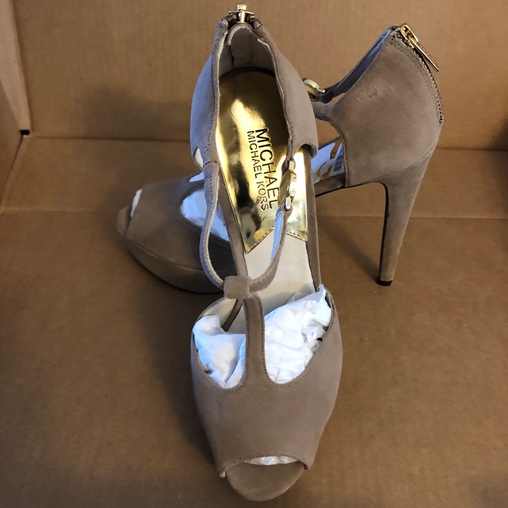 Michael Kors tan platform heels